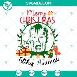 Merry Christmas Ya Filthy Animal SVG Files, Kevin Home Alone SVG Images PNG
