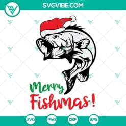 Christmas, Fishing, SVG Files, Merry Fishmas SVG File, Christmas Fish SVG Image 2