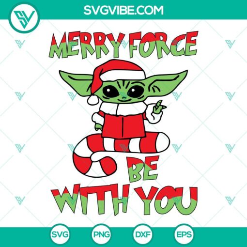 merry force be with you svg baby yoda santa hat svg star wars christmas svg png dxf eps cricut 1 mockup