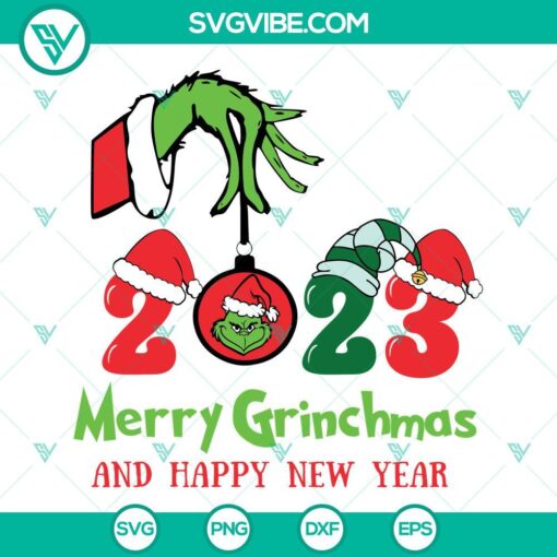 merry grinchmas and happy new year 2023 svg grinch hand 2023 ornament svg christmas and new year 2023 svg 10 mockup