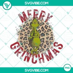Leopard Grinch Merry Grinchmas PNG files for download, festive Grinch designs, holiday-themed transparent PNG files for crafting.