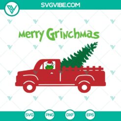 Merry Grinchmas SVG File, Grinch Christmas Truck And Christmas Tree