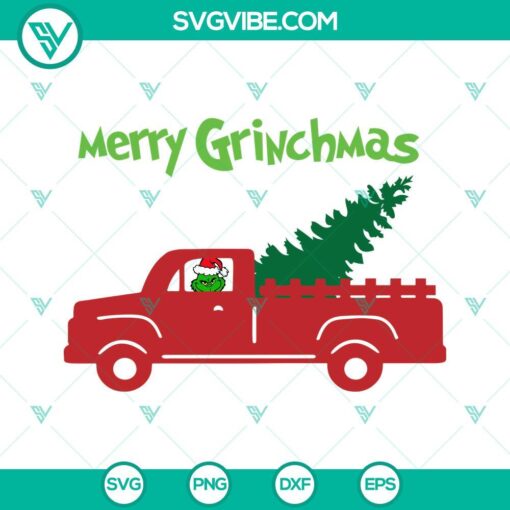 merry grinchmas svg grinch christmas truck and christmas tree svg grinch svg png dxf eps 5 mockup