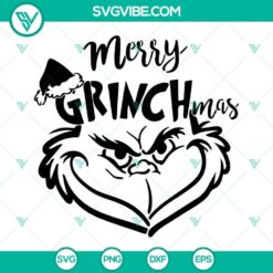 Merry Grinchmas SVG Image, Grinch Face Santa Hat SVG Images, Grinch Merry