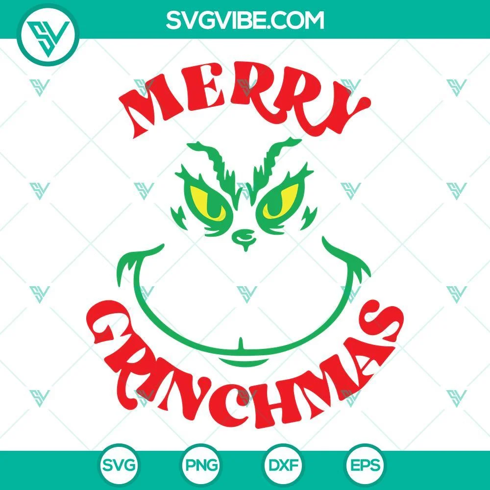 Christmas, SVG Files, Merry Grinchmas SVG Files, Grinch Face SVG Images, Grinch 1