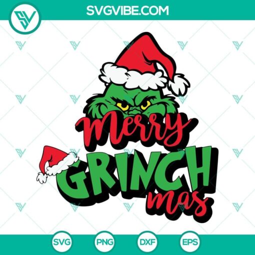 merry grinchmas svg grinch merry christmas svg grinch face svg png dxf eps cut file 4 mockup