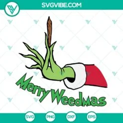 Christmas, SVG Files, Grinch Hand Merry Weedmas SVG Image, Grinch Christmas 4