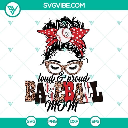 messy bun baseball mom svg loud and proud baseball mom svg messy bun leopard baseball svg png dxf eps cricut 4 mockup