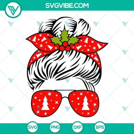 messy bun christmas svg bundle mom sunglasses christmas svg mom santa hat bandana christmas svg bundle 3 mockup