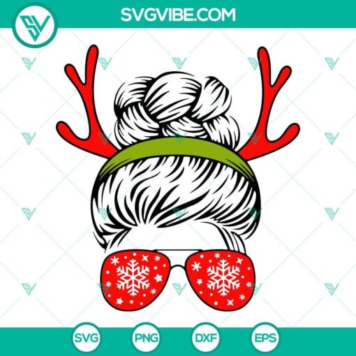 messy bun christmas svg bundle mom sunglasses christmas svg mom santa hat bandana christmas svg bundle 6 mockup