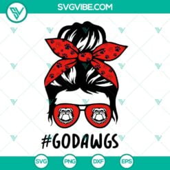 Football, Sports, SVG Files, Messy Bun Go Dawgs Mom And Daughter SVG File, 9