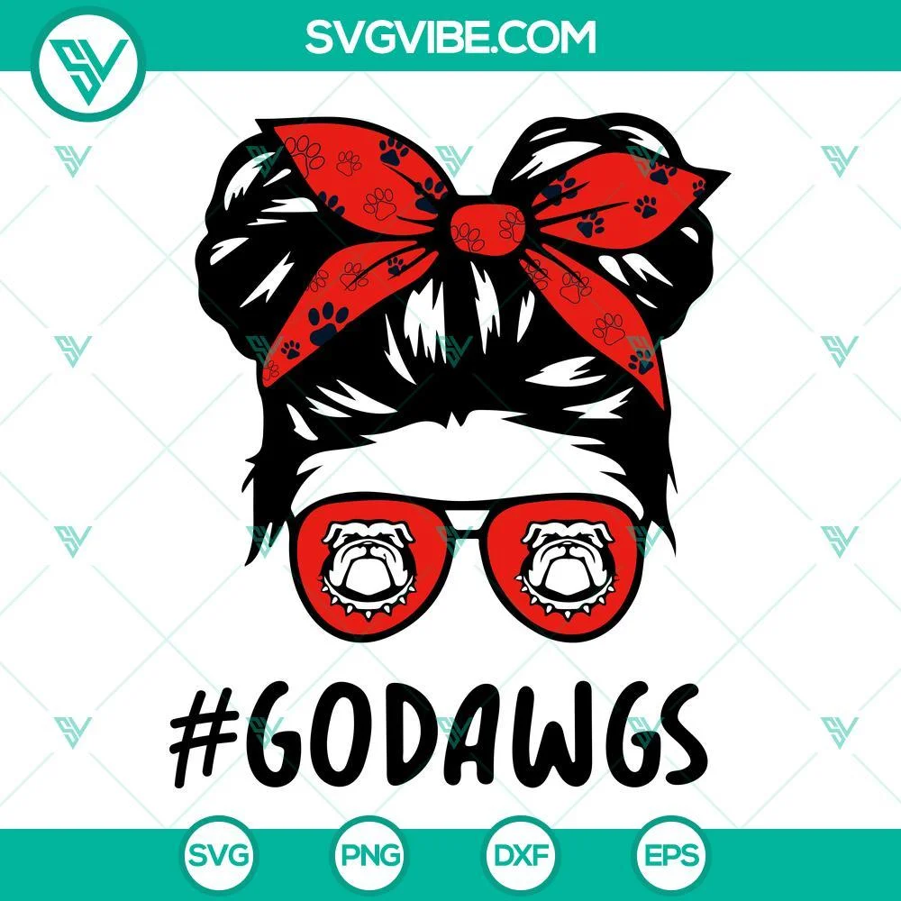 Football, Sports, SVG Files, Messy Bun Go Dawgs Mom And Daughter SVG File, 2