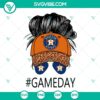 Messy bun Houston Astros and leopard print baseball SVG images, trendy and stylish design for Houston Astros fans.