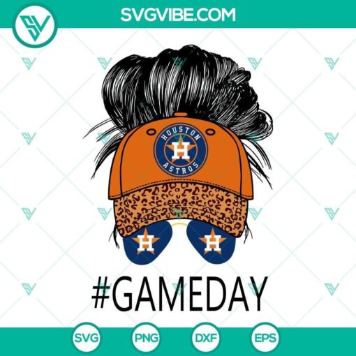 messy bun houston astros svg messy bun leopard astros baseball svg game day houston baseball svg 3 mockup