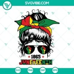 Juneteenth, SVG Files, Black Women Messy Bun Juneteenth SVG Download, Celebrate 3