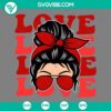 Messy Bun Love SVG perfect for Valentine's Day. Download PNG, EPS, DXF file. Bun hairstyle with hearts. Cute design for crafts.