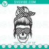 Messy Bun Skull Racing Embroidery Design for Racing Moms, Machine File - Edgy skull design with messy bun, perfect for racing enthusiasts.