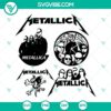 Metallica SVG bundle with PNG, DXF, EPS files for cutting machines, featuring various Metallica band designs.