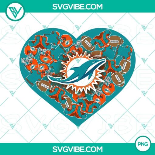 miami dolphins heart valentine png file designs mockup