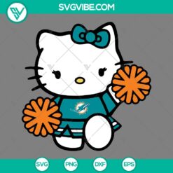 Cartoons, Sports, SVG Files, Miami Dolphins Hello Kitty Cheerleader SVG Image 15