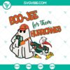 Miami Hurricanes football themed boo jee ghost Halloween SVG design with download options in PNG, DXF, and EPS formats.