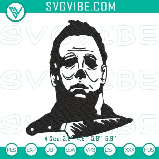 michael myers and knife embroidery designs halloween horror movie embroidery pattern files mockup