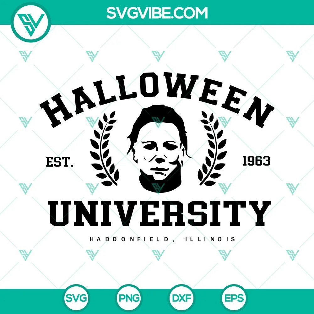 Halloween, SVG Files, Michael Myers Halloween University SVG File PNG DXF EPS 1