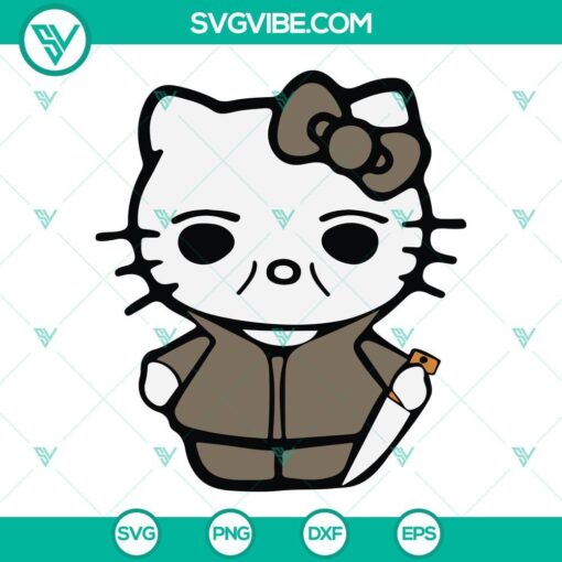 michael myers hello kitty halloween svg png dxf eps cut files for cricut silhouette 8 mockup