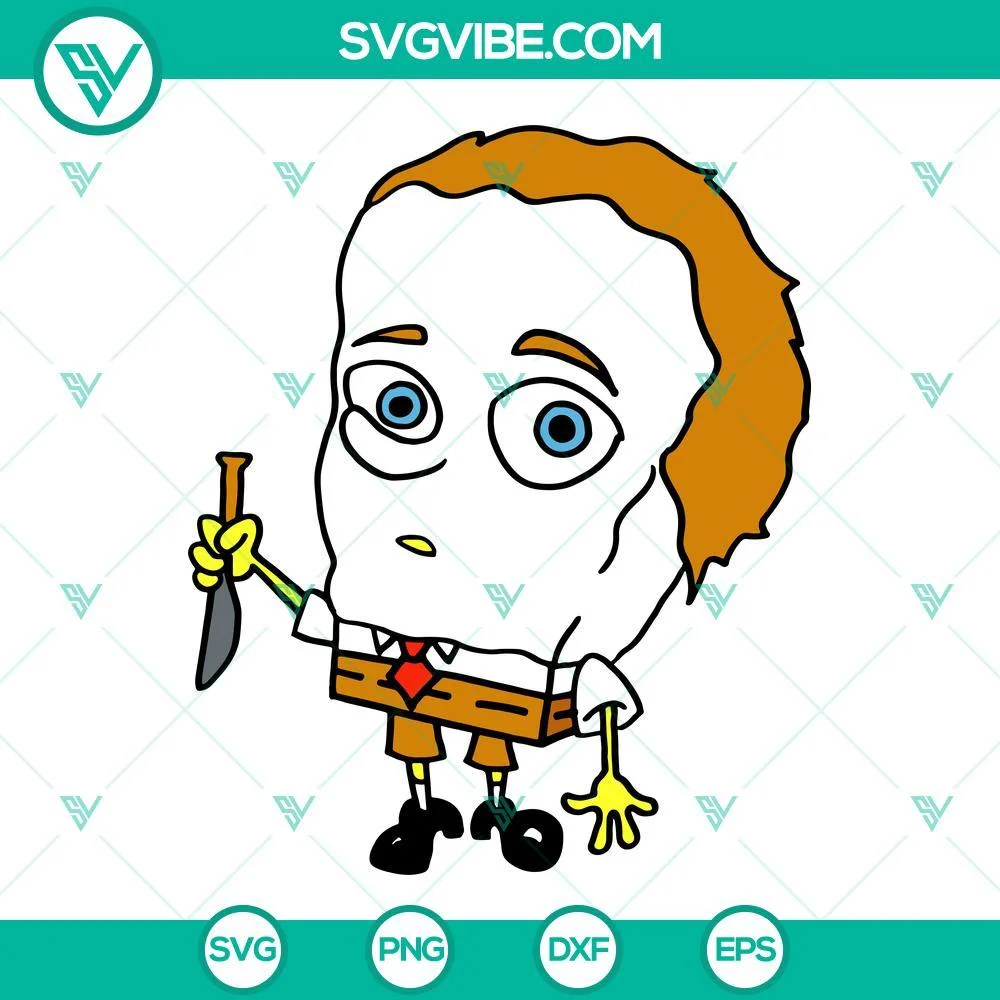 Cartoons, Halloween, SVG Files, Michael Myers Spongebob SVG Image, Horror 1