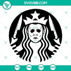 Halloween, Starbucks Cup Wrap, SVG Files, Michael Myers Starbucks Logo SVG 18