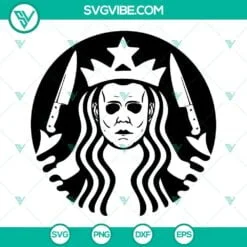 Halloween, Starbucks Cup Wrap, SVG Files, Michael Myers Starbucks Logo SVG 2