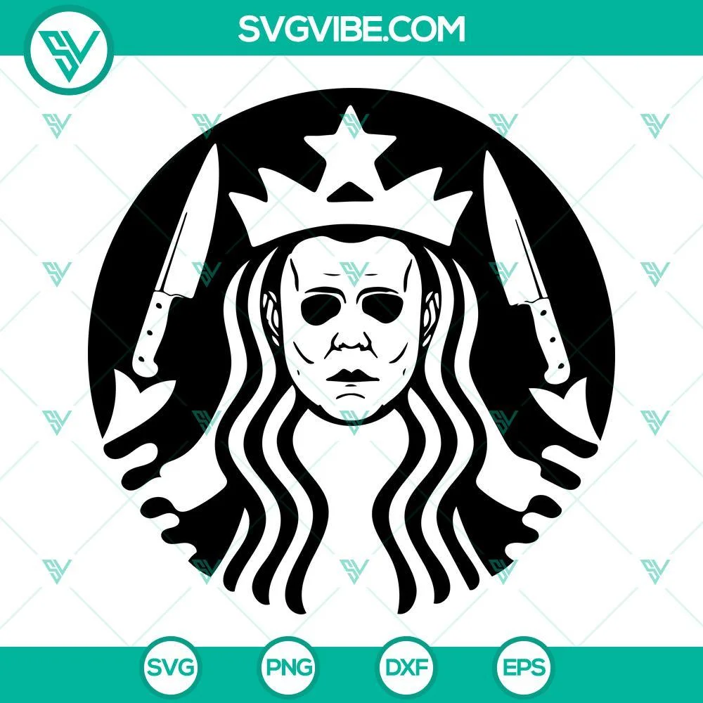 Halloween, Starbucks Cup Wrap, SVG Files, Michael Myers Starbucks Logo SVG 1