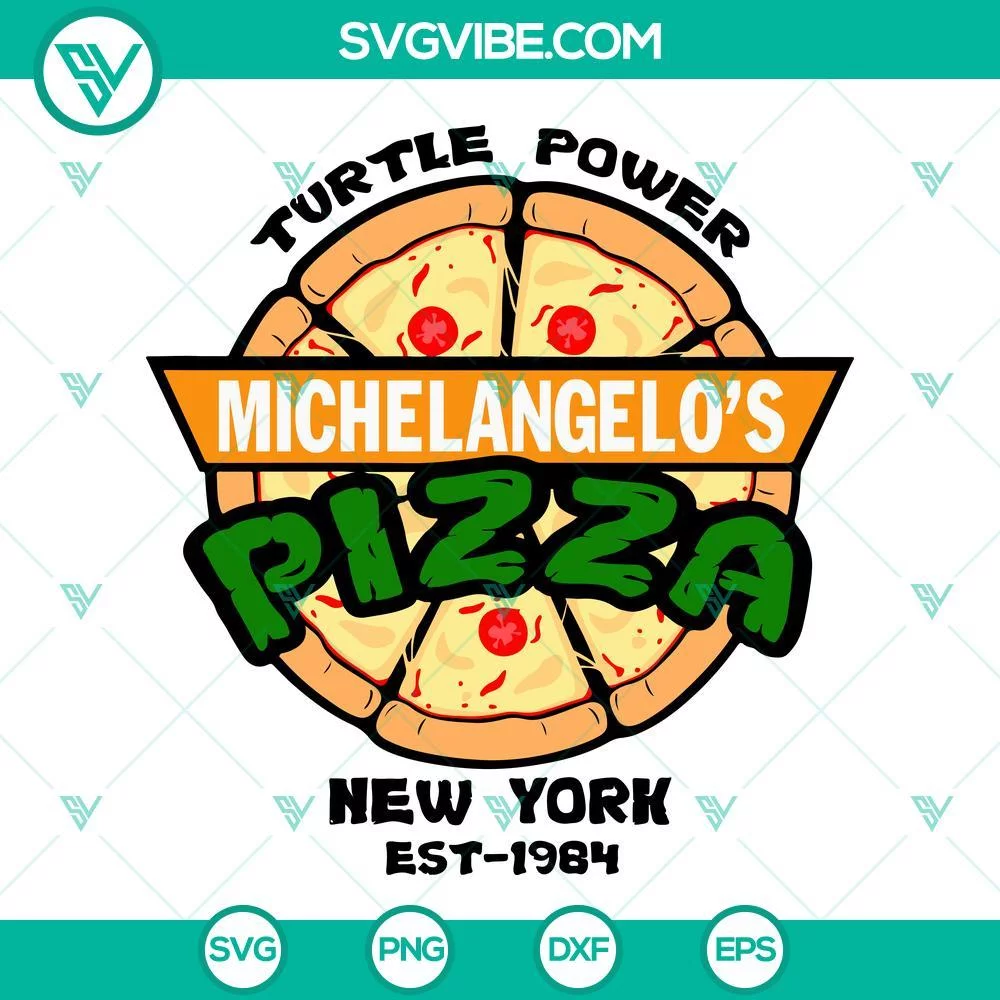 Movies, SVG Files, Michelangelo’s Pizza SVG File, Turtle Power SVG File, TMNT 1