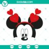 Mickey and Minnie heart SVG files bundle perfect for Valentines Day, featuring Disney's iconic characters in love. Great for crafting projects.