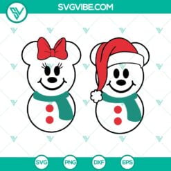 Christmas, Disney, SVG Files, Mickey And Minnie Mouse Snowman SVG Image, 2