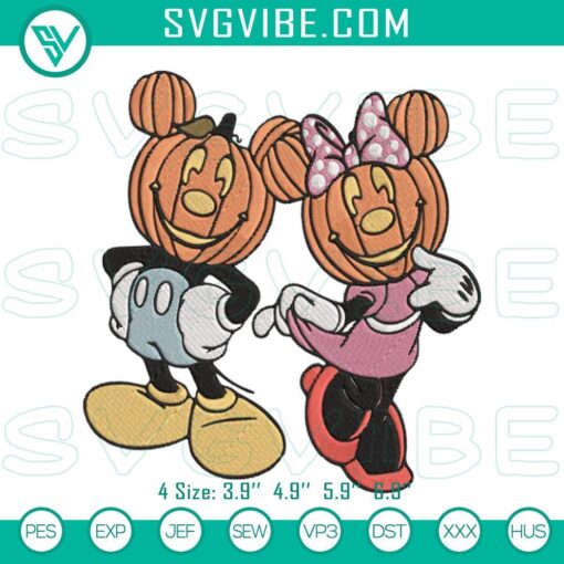 mickey and minnie pumpkin head embroidery designs disney halloween embroidery files mockup