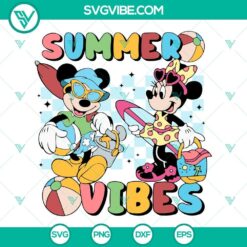 Vintage Mickey and Minnie Mouse summer-themed SVG files download, perfect for Disney lovers. Retro summer vibes in this SVG design.