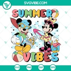 Disney, SVG Files, Mickey And Minnie Summer Vibes SVG Download, Retro Summer 2