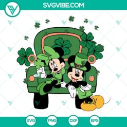 Disney, St Patrick's Day, SVG Files, Mickey And Minnie With Clover Truck SVG 2