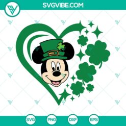 Disney, St Patrick's Day, SVG Files, Mickey Clover Heart SVG File, Disney Mouse 2