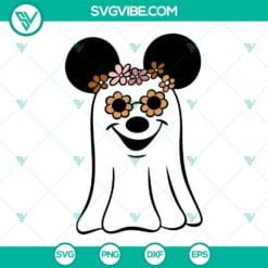 Disney, Halloween, SVG Files, Mickey Ghost Floral SVG Download, Disney 8