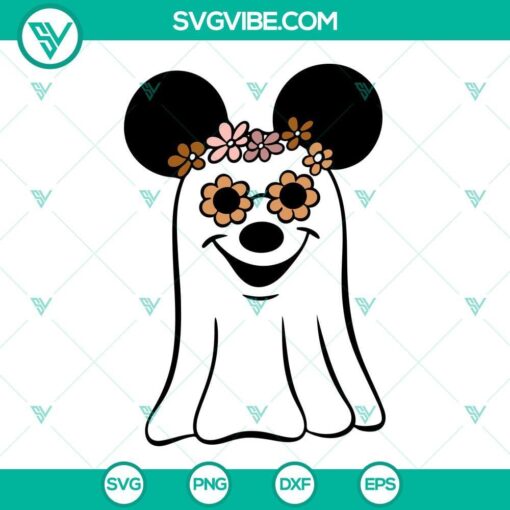 mickey ghost floral svg disney halloween svg png dxf eps 10 mockup