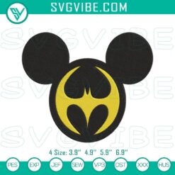 Mickey Head Batman Machine Embroidery Designs, Mickey Superhero Machine File