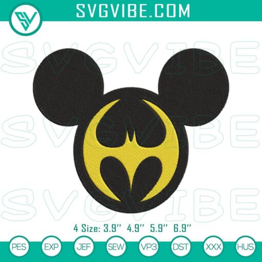 mickey head battman machine embroidery designs mickey superhero embroidery files mockup