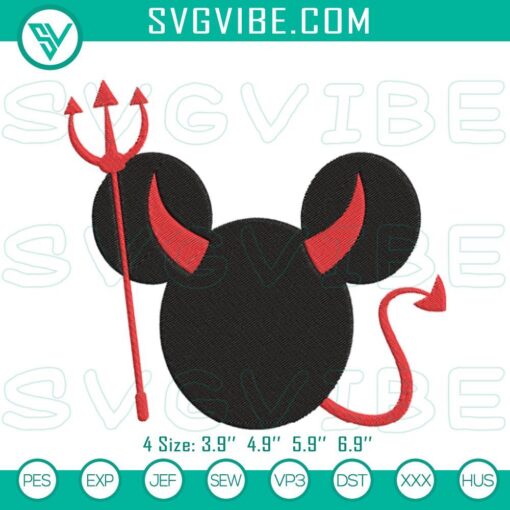 mickey head devil machine embroidery designs halloween mickey mouse embroidery files mockup