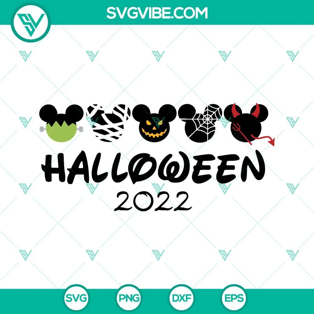 Disney, Halloween, SVG Files, Mickey Head Halloween 2022 SVG Images PNG DXF EPS 1