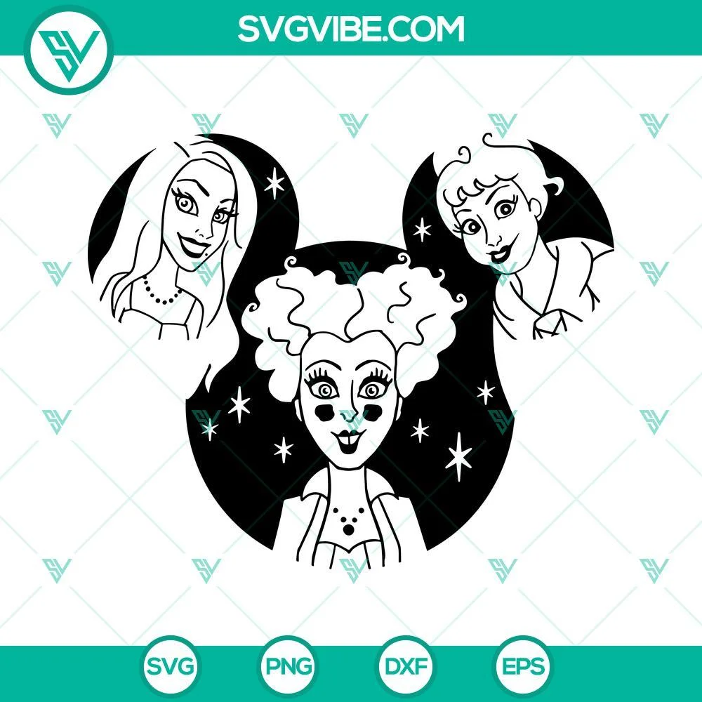 Halloween, SVG Files, Mickey Head Hocus Pocus SVG Files, Halloween witches SVG 1