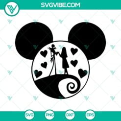 mickey head jack skellington and sally svg bundle disney nightmare before christmas halloween svg png dxf eps 4 mockup