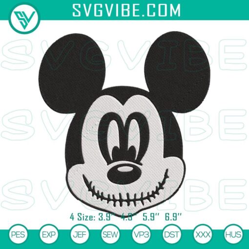 mickey head jack skellington embroidery design mickey halloween embroidery download file mockup