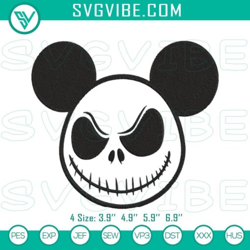 mickey head jack skellington machine embroidery design mickey nightmare before christmas embroidery files mockup